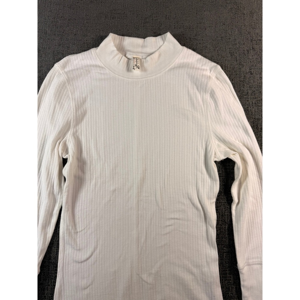 Intimately Free‎ People Women Ivory Ribbed Mock Neck Long Sleeve Top Size M - Picture 2 of 9